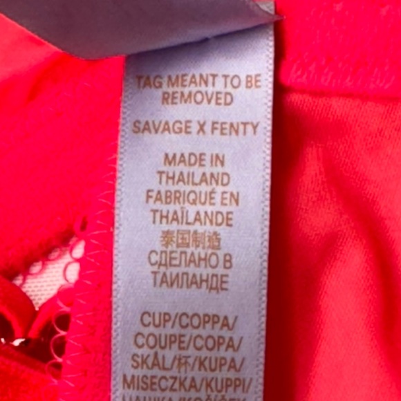 SAVAGE X FENTY HOT PINK FRESH CUT FOILED SPRIGS EMBROIDERED UNLINED BRA 40DDD - Picture 3 of 7